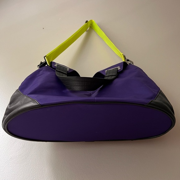 VTG UA Hobo Bag Purse Cobalt Blue Gold Neon Yellow Gym Travel Tote Under Armour - Picture 13 of 17